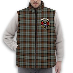 ScotsTee Shop Scottish MacLeod Of Harris Weathered Crest Tartan Puffer Vest Winter White Duck Down Vest Sleeveless