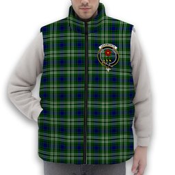 ScotsTee Shop Scottish Learmonth Crest Tartan Puffer Vest Winter White Duck Down Vest Sleeveless