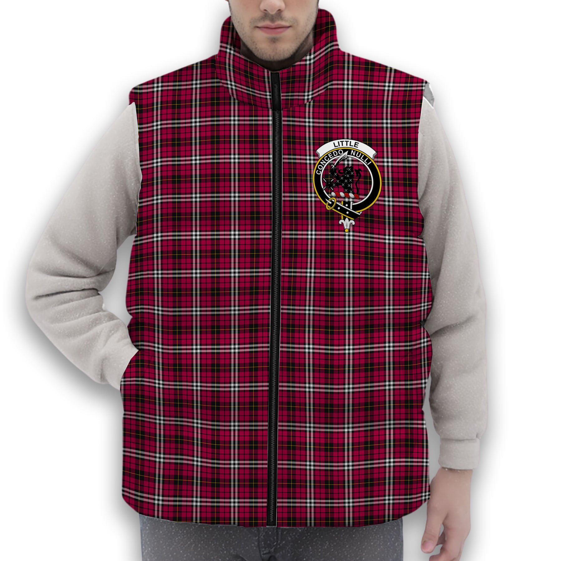 ScotsTee Shop Scottish Little Crest Tartan Puffer Vest Winter White Duck Down Vest Sleeveless