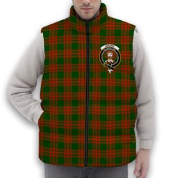 ScotsTee Shop Scottish Menzies Green Modern Crest Tartan Puffer Vest Winter White Duck Down Vest Sleeveless