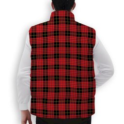 ScotsTee Shop Scottish McQueen Modern Crest Tartan Puffer Vest Winter White Duck Down Vest Sleeveless