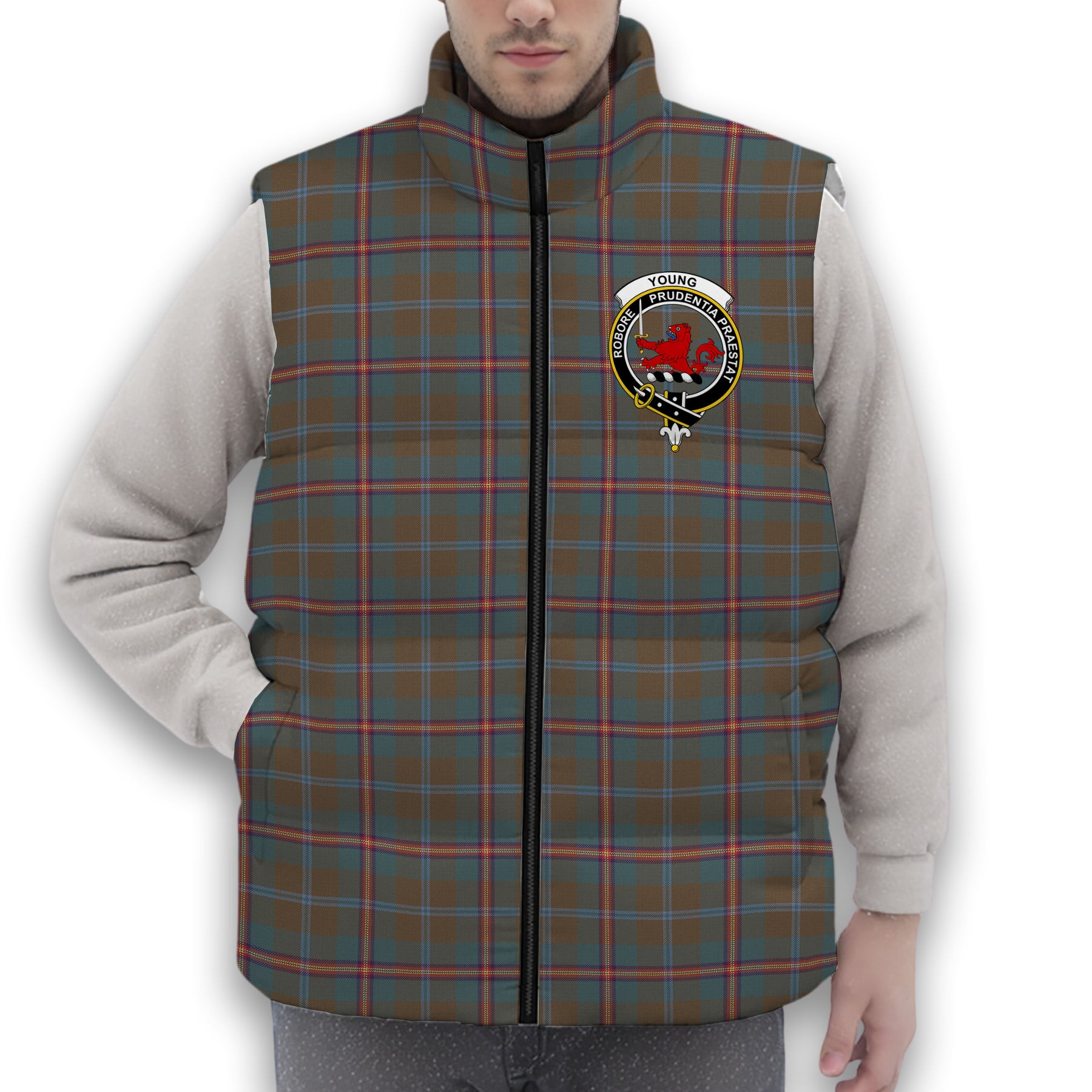 ScotsTee Shop Scottish Young Reproduction Crest Tartan Puffer Vest Winter White Duck Down Vest Sleeveless