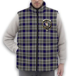 ScotsTee Shop Scottish Livingstone Dress Crest Tartan Puffer Vest Winter White Duck Down Vest Sleeveless