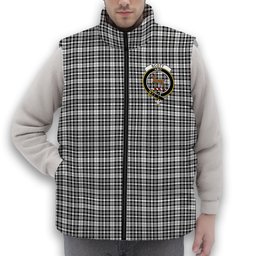 ScotsTee Shop Scottish Scott Black White Crest Tartan Puffer Vest Winter White Duck Down Vest Sleeveless