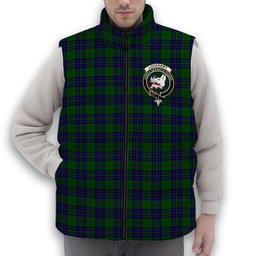 ScotsTee Shop Scottish Lockhart Modern Crest Tartan Puffer Vest Winter White Duck Down Vest Sleeveless