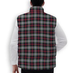 ScotsTee Shop Scottish MacPherson Dress 1 Crest Tartan Puffer Vest Winter White Duck Down Vest Sleeveless