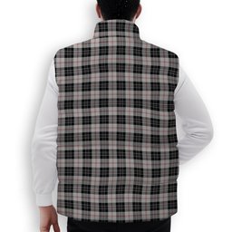 ScotsTee Shop Scottish MacPherson of Cluny Black and White Crest Tartan Puffer Vest Winter White Duck Down Vest Sleeveless