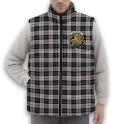 ScotsTee Shop Scottish MacPherson of Cluny Black and White Crest Tartan Puffer Vest Winter White Duck Down Vest Sleeveless