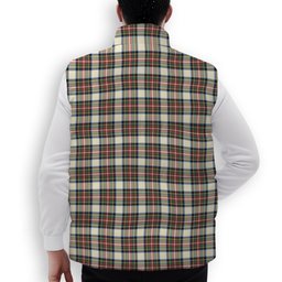 ScotsTee Shop Scottish Stewart Dress Modern SC Crest Tartan Puffer Vest Winter White Duck Down Vest Sleeveless