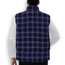 ScotsTee Shop Scottish Nevoy Crest Tartan Puffer Vest Winter White Duck Down Vest Sleeveless