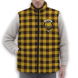 ScotsTee Shop Scottish MacLeod of Lewis Ancient SC Crest Tartan Puffer Vest Winter White Duck Down Vest Sleeveless