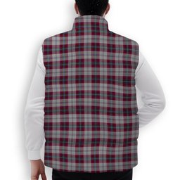 ScotsTee Shop Scottish MacLean of Duart Dress 4 Crest Tartan Puffer Vest Winter White Duck Down Vest Sleeveless