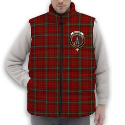 ScotsTee Shop Scottish Morrison Red Crest Tartan Puffer Vest Winter White Duck Down Vest Sleeveless