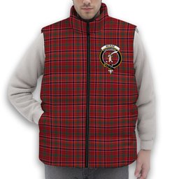 ScotsTee Shop Scottish McRae Red Modern Crest Tartan Puffer Vest Winter White Duck Down Vest Sleeveless