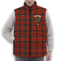 ScotsTee Shop Scottish Leslie Ancient Crest Tartan Puffer Vest Winter White Duck Down Vest Sleeveless