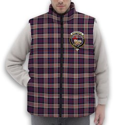 ScotsTee Shop Scottish MacDonald Pattern of Plaids Crest Tartan Puffer Vest Winter White Duck Down Vest Sleeveless