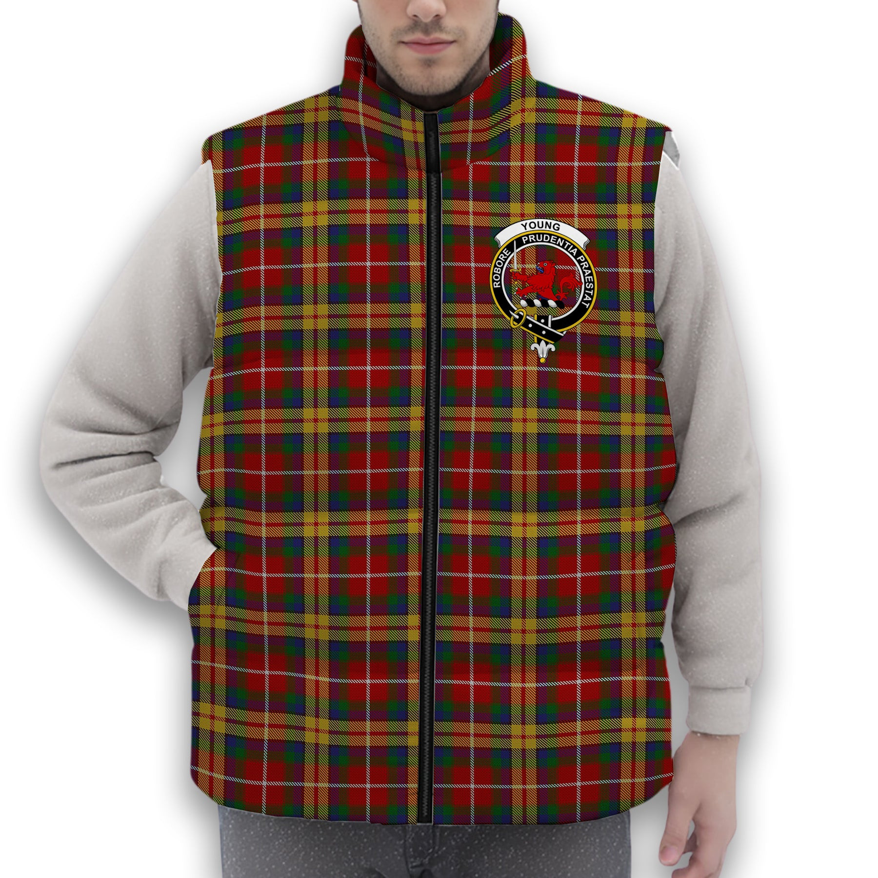 ScotsTee Shop Scottish Young Presidents Organisation Dress Crest Tartan Puffer Vest Winter White Duck Down Vest Sleeveless