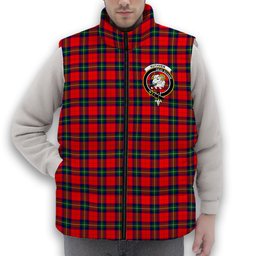 ScotsTee Shop Scottish Ruthven Modern Crest Tartan Puffer Vest Winter White Duck Down Vest Sleeveless