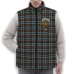 ScotsTee Shop Scottish MacThomas Hunting Modern Crest Tartan Puffer Vest Winter White Duck Down Vest Sleeveless