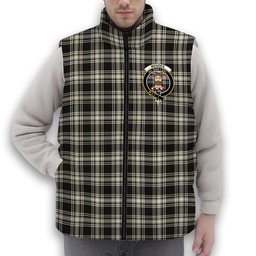 ScotsTee Shop Scottish Menzies Black & White Ancient Crest Tartan Puffer Vest Winter White Duck Down Vest Sleeveless