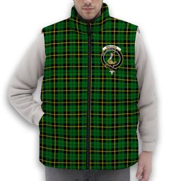 ScotsTee Shop Scottish Wallace Hunting - Green Crest Tartan Puffer Vest Winter White Duck Down Vest Sleeveless