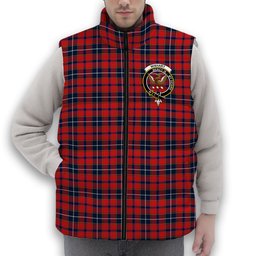 ScotsTee Shop Scottish Wishart Dress Modern Crest Tartan Puffer Vest Winter White Duck Down Vest Sleeveless