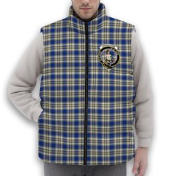 ScotsTee Shop Scottish Livingstone Dress Modern Crest Tartan Puffer Vest Winter White Duck Down Vest Sleeveless