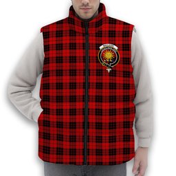 ScotsTee Shop Scottish MacLeod of Raasay Modern Crest Tartan Puffer Vest Winter White Duck Down Vest Sleeveless