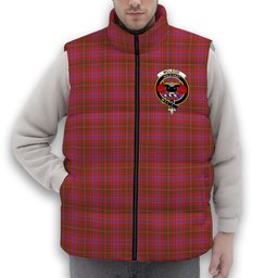 ScotsTee Shop Scottish McLeod Red Ancient Crest Tartan Puffer Vest Winter White Duck Down Vest Sleeveless