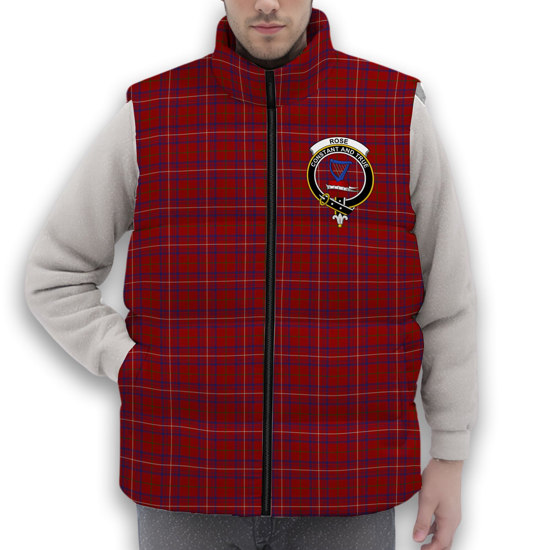 ScotsTee Shop Scottish Rose Crest Tartan Puffer Vest Winter White Duck Down Vest Sleeveless
