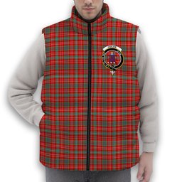 ScotsTee Shop Scottish Ogilvie (Ogilvy) Modern Crest Tartan Puffer Vest Winter White Duck Down Vest Sleeveless