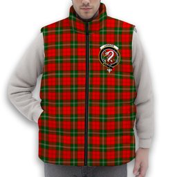 ScotsTee Shop Scottish Lennox Modern Crest Tartan Puffer Vest Winter White Duck Down Vest Sleeveless