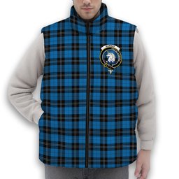 ScotsTee Shop Scottish Ramsay Blue Ancient Crest Tartan Puffer Vest Winter White Duck Down Vest Sleeveless