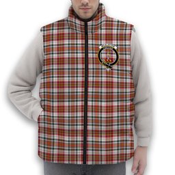 ScotsTee Shop Scottish McAlister Dress Modern Crest Tartan Puffer Vest Winter White Duck Down Vest Sleeveless