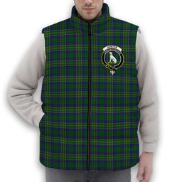 ScotsTee Shop Scottish Hunter of Hunterston Crest Tartan Puffer Vest Winter White Duck Down Vest Sleeveless