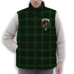 ScotsTee Shop Scottish MacAuley Hunting Crest Tartan Puffer Vest Winter White Duck Down Vest Sleeveless