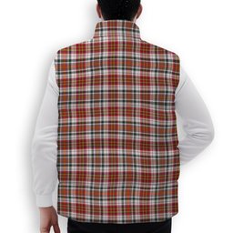 ScotsTee Shop Scottish MacAlister Dress Modern Crest Tartan Puffer Vest Winter White Duck Down Vest Sleeveless