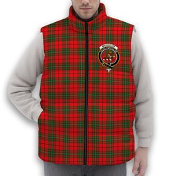 ScotsTee Shop Scottish MacAulay Modern Crest Tartan Puffer Vest Winter White Duck Down Vest Sleeveless