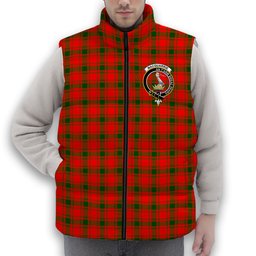ScotsTee Shop Scottish MacQuarrie Modern Crest Tartan Puffer Vest Winter White Duck Down Vest Sleeveless