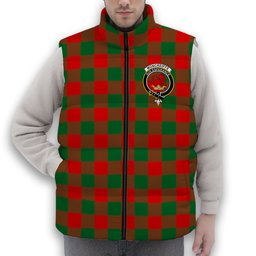 ScotsTee Shop Scottish Moncreiffe Modern Crest Tartan Puffer Vest Winter White Duck Down Vest Sleeveless