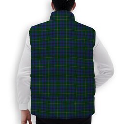 ScotsTee Shop Scottish Johnston 1 Crest Tartan Puffer Vest Winter White Duck Down Vest Sleeveless