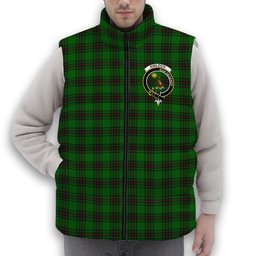 ScotsTee Shop Scottish Kinloch Crest Tartan Puffer Vest Winter White Duck Down Vest Sleeveless