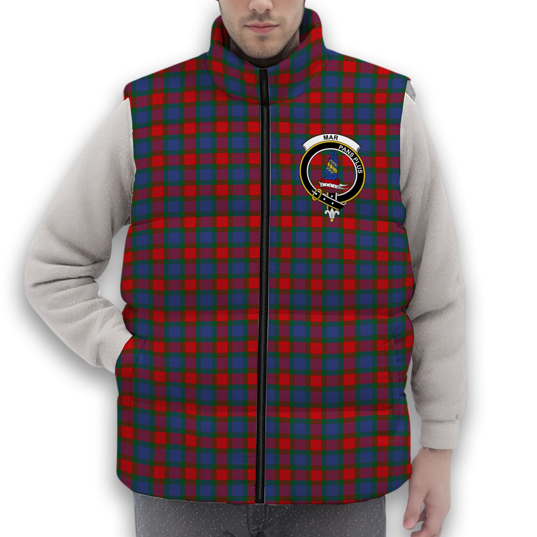 ScotsTee Shop Scottish Mar Crest Tartan Puffer Vest Winter White Duck Down Vest Sleeveless
