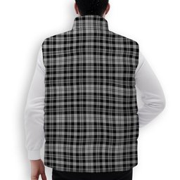 ScotsTee Shop Scottish Scott B&W 1850 Crest Tartan Puffer Vest Winter White Duck Down Vest Sleeveless