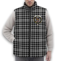ScotsTee Shop Scottish Scott B&W 1850 Crest Tartan Puffer Vest Winter White Duck Down Vest Sleeveless