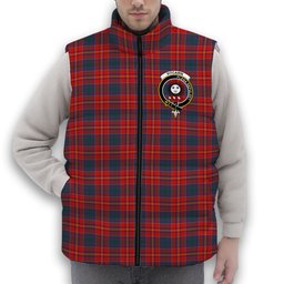 ScotsTee Shop Scottish Pitcairn Heritage Modern Crest Tartan Puffer Vest Winter White Duck Down Vest Sleeveless