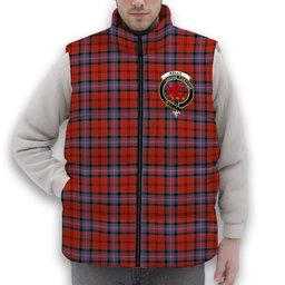 ScotsTee Shop Scottish Kelly of Sleat Red Ancient Crest Tartan Puffer Vest Winter White Duck Down Vest Sleeveless