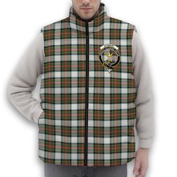 ScotsTee Shop Scottish Stewart Dress Ancient Crest Tartan Puffer Vest Winter White Duck Down Vest Sleeveless