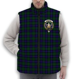 ScotsTee Shop Scottish Urquhart White Line Crest Tartan Puffer Vest Winter White Duck Down Vest Sleeveless