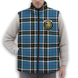 ScotsTee Shop Scottish Thompson Society Crest Tartan Puffer Vest Winter White Duck Down Vest Sleeveless